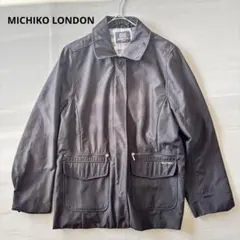 【ミチコロンドン】ナイロンジャケット　ジップアップ　羽織　アウター　黒（M）