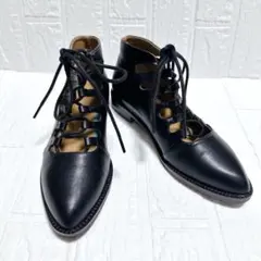 美品✨LAROUTE レースアップパンプス M 23.5 モード 黒　ブラック