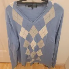 BANANA REPUBLIC アーガイルニットセーター XL 水色