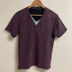 Nota Bene フェイクレイヤード Vネック Tシャツ パープル M