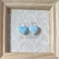 極小！　希少　ラリマー　ハート　イヤリングorはピアス