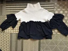 LAMIAラミア　フリル袖タートルネックニット