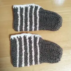 ハンドメイド　ルームシューズ　靴下カバー　ココアブラウン系　手編み