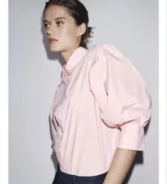 ZARA ピンク バルーンスリーブシャツ 半袖