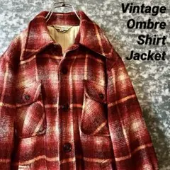 ビンテージ オンブレチェック シャツジャケット 古着 アメカジ シャドーチェック