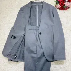 春夏【未使用タグ付☆洗える】パジャマスーツ　セットアップ　カラーレス　グレーXL