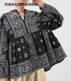 ◆トラッツォドンナ◆刺繍ブラウス エンブロイダリーブラウス ブラック リエスのサムネイル