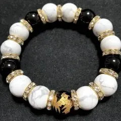 オニキス 金彫 龍 天然石 パワーストーン ブレスレット 数珠 お守り 大玉