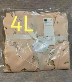 新品 GU サテンパジャマ 上下セット 半袖前開きトップス 短パン 猫柄 3XL