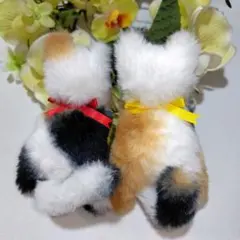 猫クリップ洗濯ばさみで作ったふわふわ三毛猫2匹セット、プレゼントに❣️