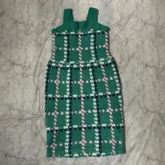 【お年玉セール】MILK ミルク　ニットワンピース チェック グリーン 秋冬