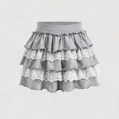 SHEIN グレー フリルレーススカート