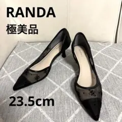 極美品 RANDA ランダ モノグラム チュール パンプス ブラック 23.5のサムネイル