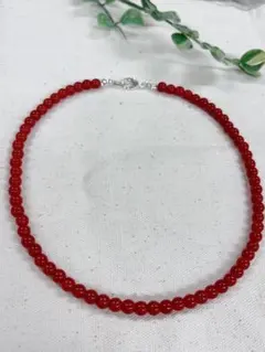 ＊allred☆赤珊瑚ビーズネックレス 天然石＊