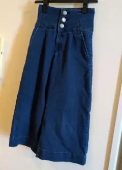 ハイウエストワイドデニムパンツ 140 ストレッチ