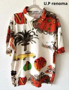☆U.P renoma ユーピーレノマ 総柄ポロシャツ M ヴィンテージ 90sのサムネイル