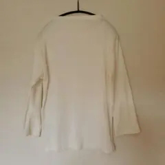 ホワイト リブ 編み 長袖カットソー トップス Lサイズ 白 *匿名配送*