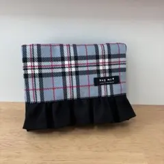 フリル移動ポケット☆タータンチェック☆グレー☆ハンドメイド