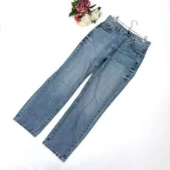 神デニム✨ジーユー（M）ストレートジーンズ ハイウエスト 221-313190