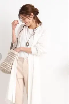 新品未使用　シューラルーフレンチリネン長袖ロングシャツ　白Mサイズ