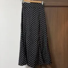 ドット柄 フレアスカート レースアップ バックリボンのサムネイル