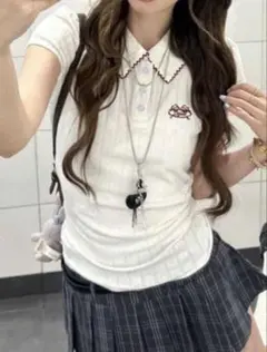 SHEIN 半袖Tシャツ 襟付き ポロシャツ