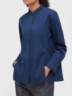 UNIQLO +J スタンドカラーシャツ ネイビー XS