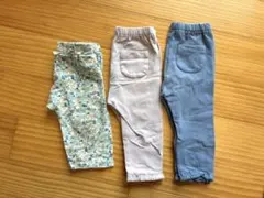 ユニクロ　バースデイ　レギンス　女の子　フリル　ブルーピンク　花柄　80cm