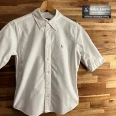 【J22】90s 00s ラルフローレン 半袖シャツ ホワイト 刺繍 レディース