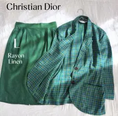 【クリスチャンディオール】美品✨リネン混 セットアップ ジャケット スカート