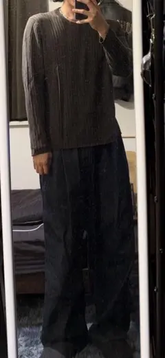 GAP メンズ クルーネック リブニット セーター ブラウン M