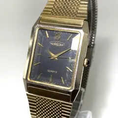 稼働 新品電池 AUREOLE 1970s スクエア腕時計 ゴールドのサムネイル