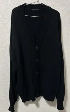 ブラック Vネック ニットカーディガン 無地