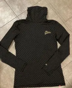 FILAフィラ 水玉模様 長袖トップス ブラックタートルネックインナーウェア