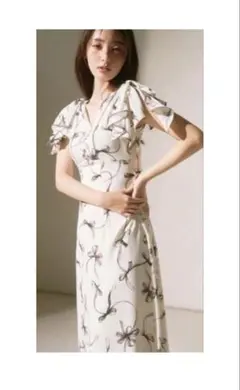 snidel sustainableリボンプリントワンピース