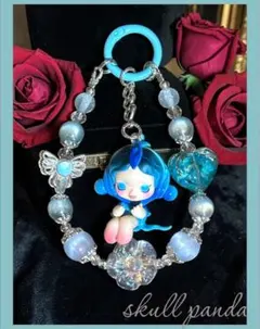 Blue ビーズSP コンパクト　ストラップ（透明ホルダー付き）