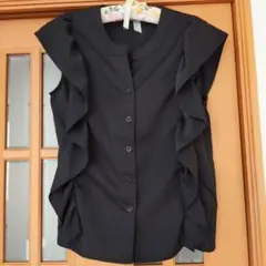 高見え★新品　MyStyleLab ノースリーブフリルブラウス M　黒