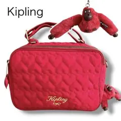 Kipling 限定 チャーム付 キルティング ショルダー バッグ ポーチ 赤のサムネイル