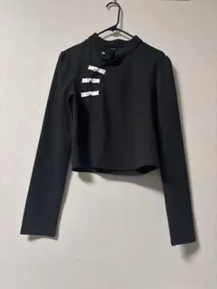 DAZY チャイナ風デザイン 長袖カットソー ブラック