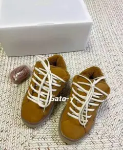 ERL vamp 24SSブラウン スエード スニーカー ファー付きユニセックス