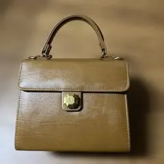 昭和レトロ ハンドバッグ ブラウン ゴールド金具