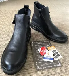 【ＪＳハートレーベル】姫路レザーダブルジップ 撥水軽量コンフォートブーツ23、5