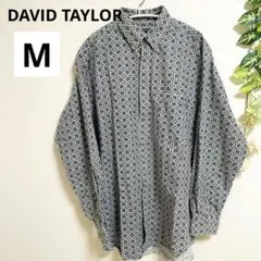 DAVID TAYLOR 総柄 コットンシャツ M（L相当）レトロ