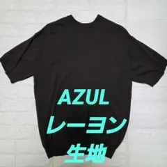 AZUL ダークブラウン クルーネック Tシャツ レーヨン生地　Fサイズ