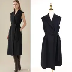 【未使用】マックスマーラ クチートアマーノ ジレ ウール ベルト ブラック 36