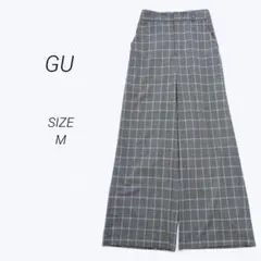 a2730▶ジーユー　GU　ワイドパンツ【M】グレンチェック　薄手　春秋