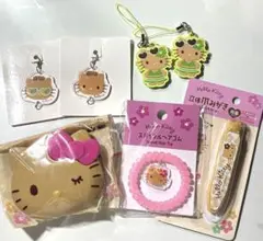 セリア　日焼けキティ　つけまつげケース　ヘアゴム ラバーストラップ 爪磨き