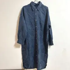 ナノユニバース　デニムシャツワンピース　ブルー　ゆったり　カジュアル　シンプル
