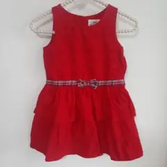 H&M 赤フリルノースリーブワンピース 90