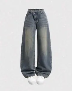 SHEIN Y2Kファッション レトロ加工 ゆったり デニム ワイドパンツ